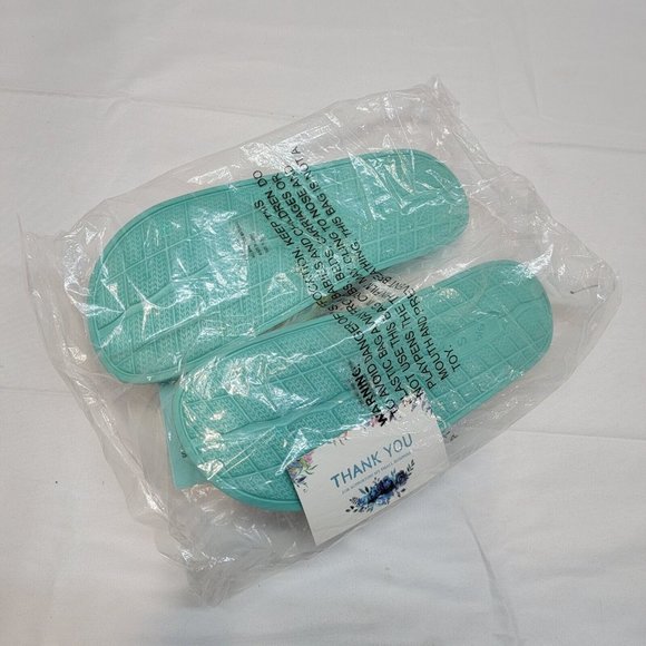 Martha Stewart Everyday Sandals Size Medium 5-6 Colorful Teal Slip On Shoes - Picture 2 of 5